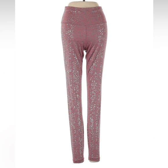 Sweaty Betty Disco Metallic Leggings Size XXS Red Pink Terrazzo Foil Full Length - Picture 5 of 9